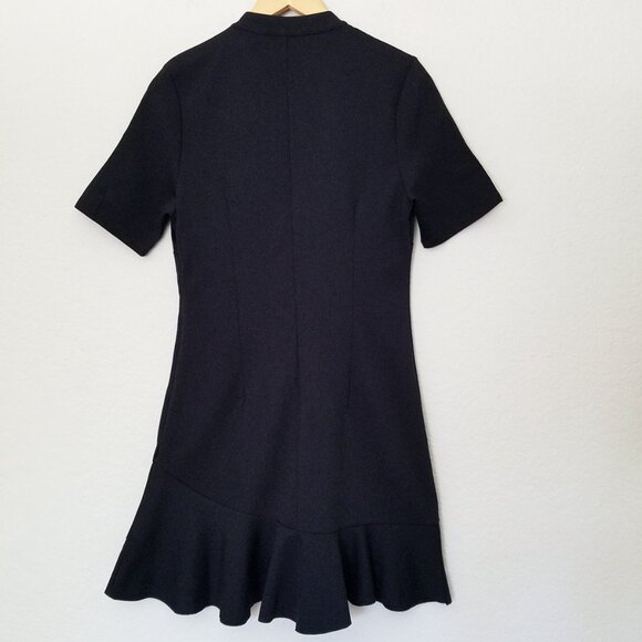 NEW Avec Les Filles Black Ponte Knit Lace-Up Dress M LBD Slimming Classic Modest - Picture 5 of 16